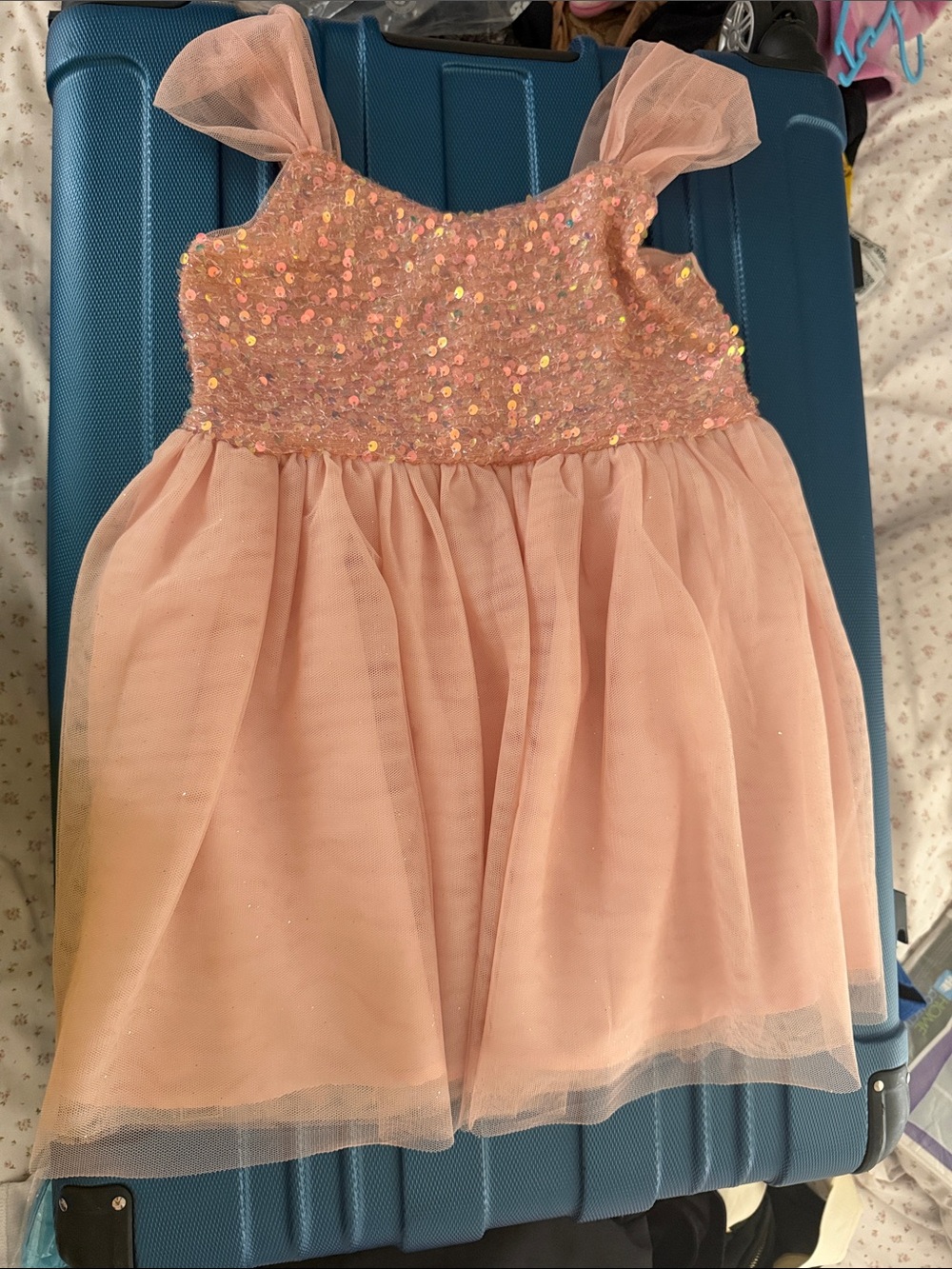 The Children's Place Peach Sequin Tulle Party Dress